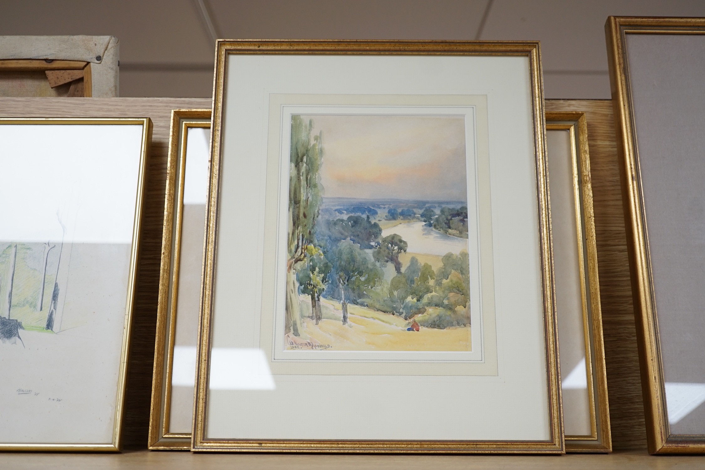 William Alister Macdonald (1861-1948), two watercolours, ' View from Richmond Hill' and 'Continental beach scene', one signed and dated 1902, 22 x 16cm and 16 x 25cm